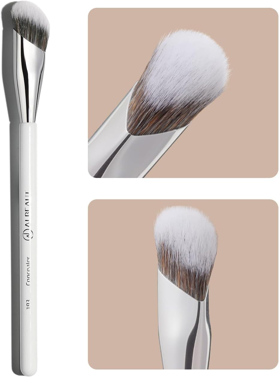 Concealer Brush, under Eye Makeup Small Angled Precision Face Blending Brush, Eye Liquid Cream Foundation Concealer for Dark Circles, Make up Nose Contour Applicator Vegan